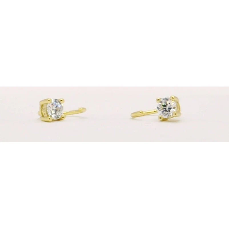 Bling Jewelry Tiny Minimalist Mini CZ Solitaire Threader Cartilage Stud Earrings - Image 3
