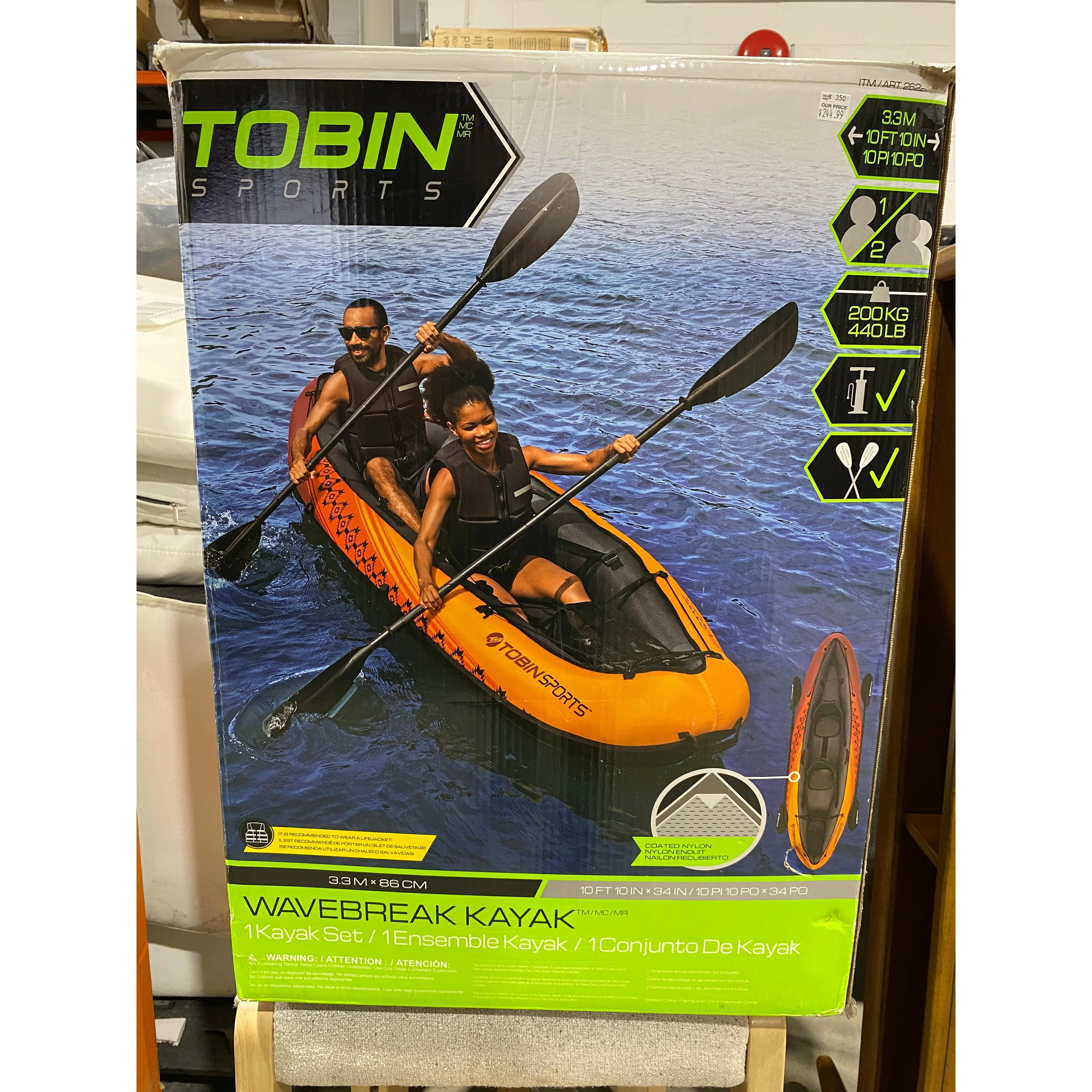 Tobin Sports Wavebreak Inflatable 2 Person Kayak Set - Image 6