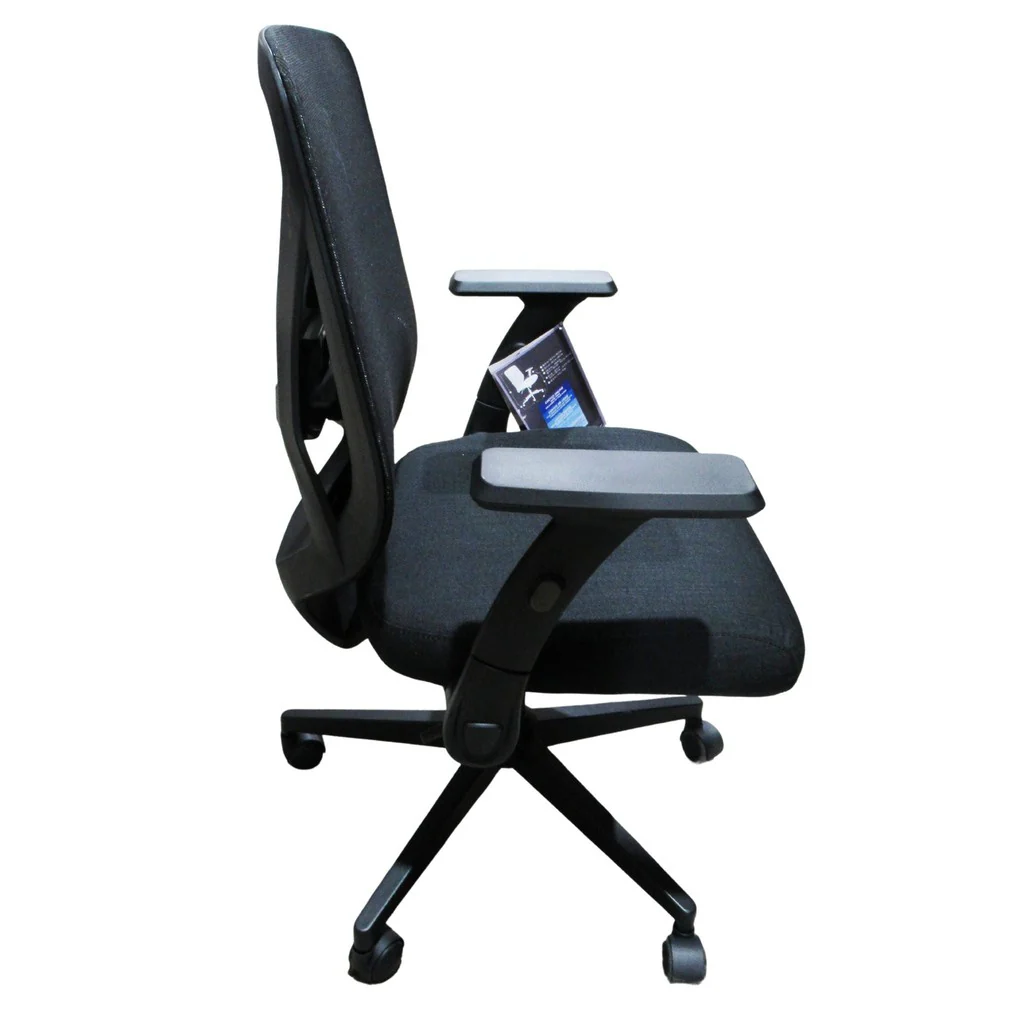 True Innovations Black Mesh Chair with Flip Back Arms - Image 2