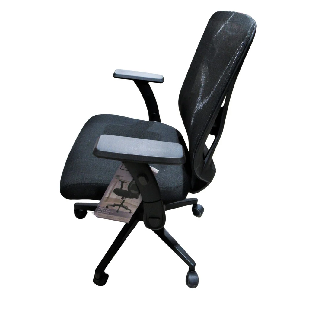 True Innovations Black Mesh Chair with Flip Back Arms - Image 4