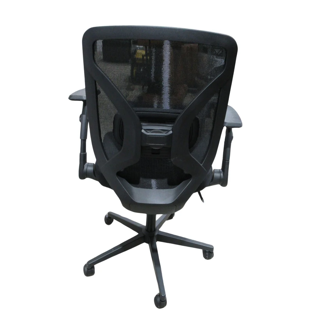 True Innovations Black Mesh Chair with Flip Back Arms - Image 3