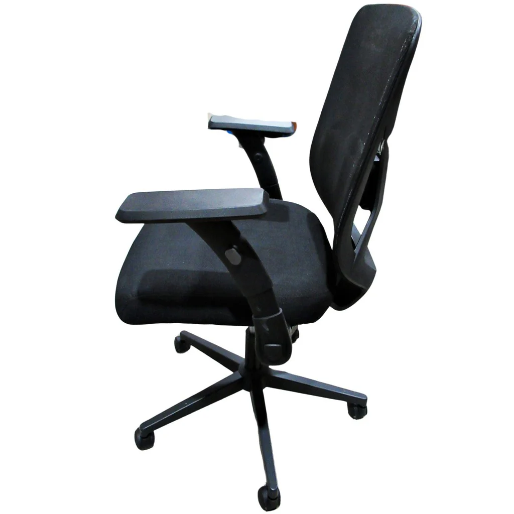 True Innovations Black Mesh Chair with Flip Back Arms - Image 4