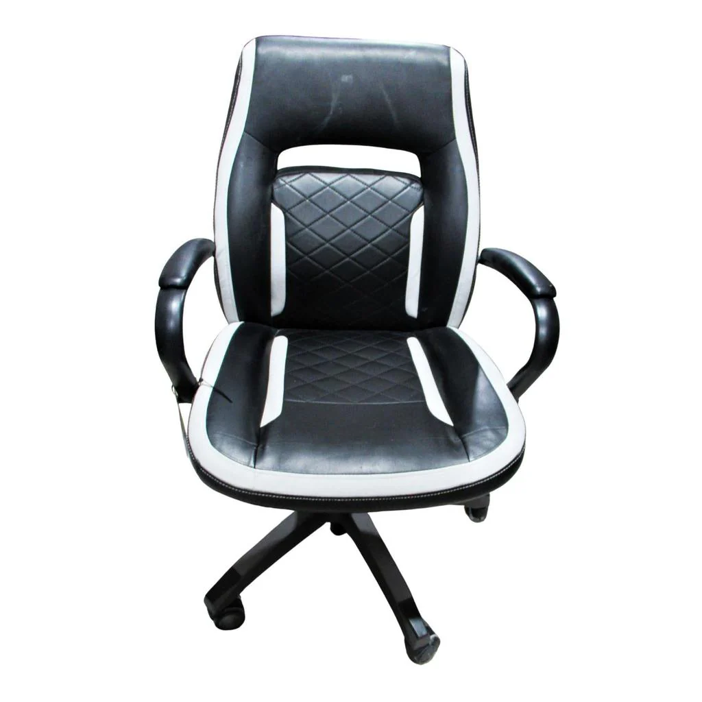 True Innovations Quilted Task Office Chair Black with White Trim