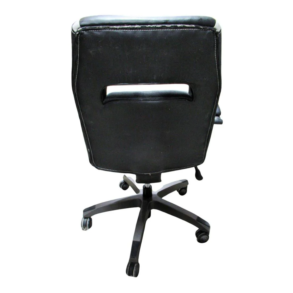 True Innovations Quilted Task Office Chair Black with White Trim - Image 2