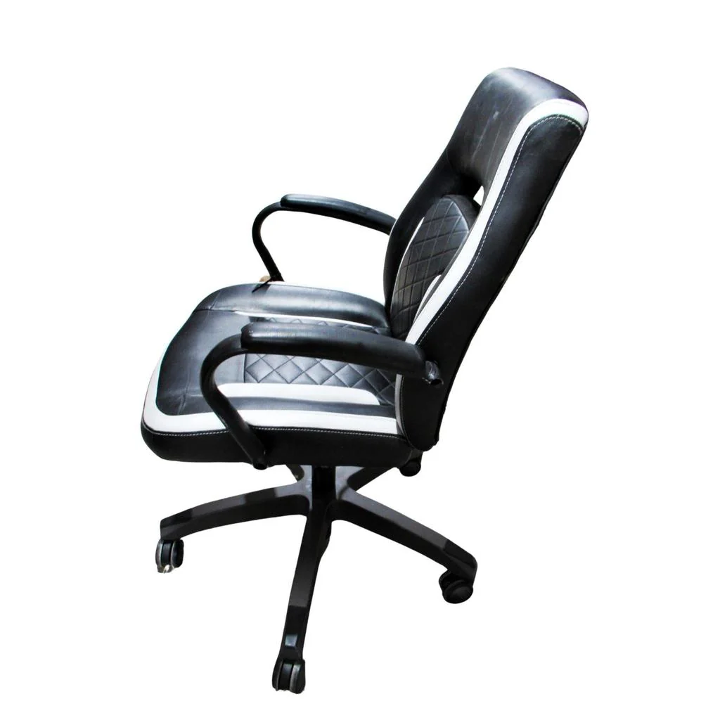 True Innovations Quilted Task Office Chair Black with White Trim - Image 3