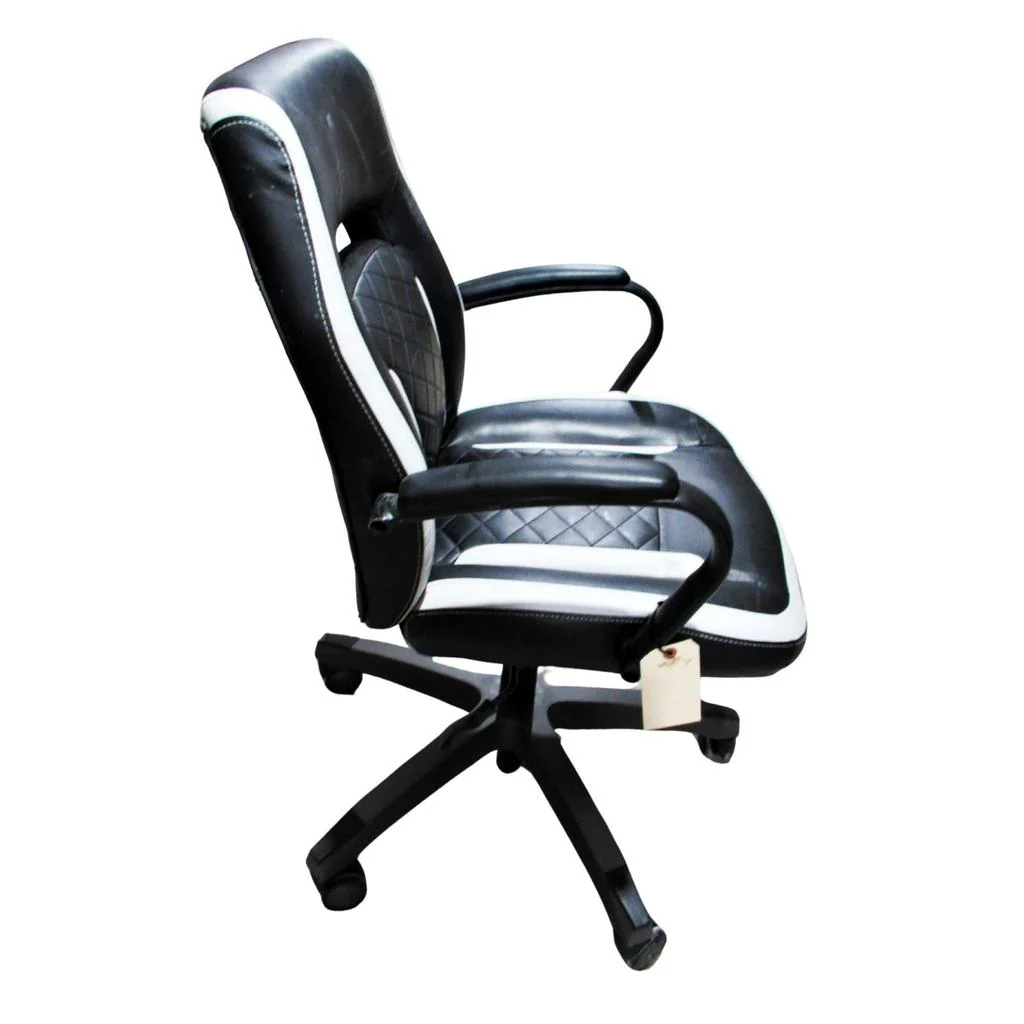 True Innovations Quilted Task Office Chair Black with White Trim - Image 4