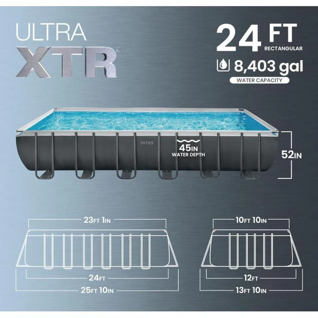 Ultra XTR 24 ft. x 12 ft. Rectangular 52 in. Deep Hard Sided Above Ground Pool Set with Pump - Image 2