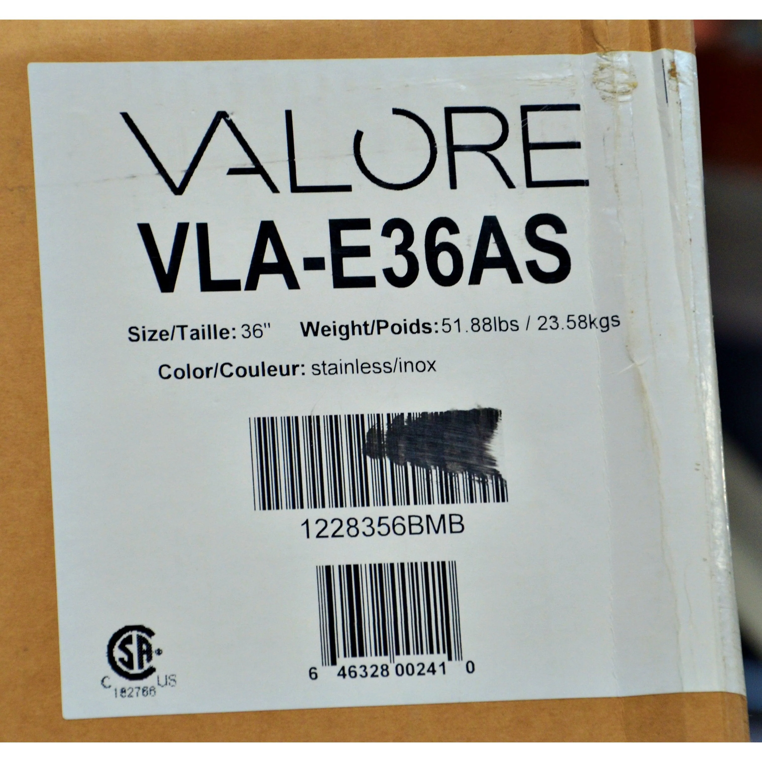 Valore Lateral Wall Range Hood VLA-E36AS Stainless 36" - Image 9