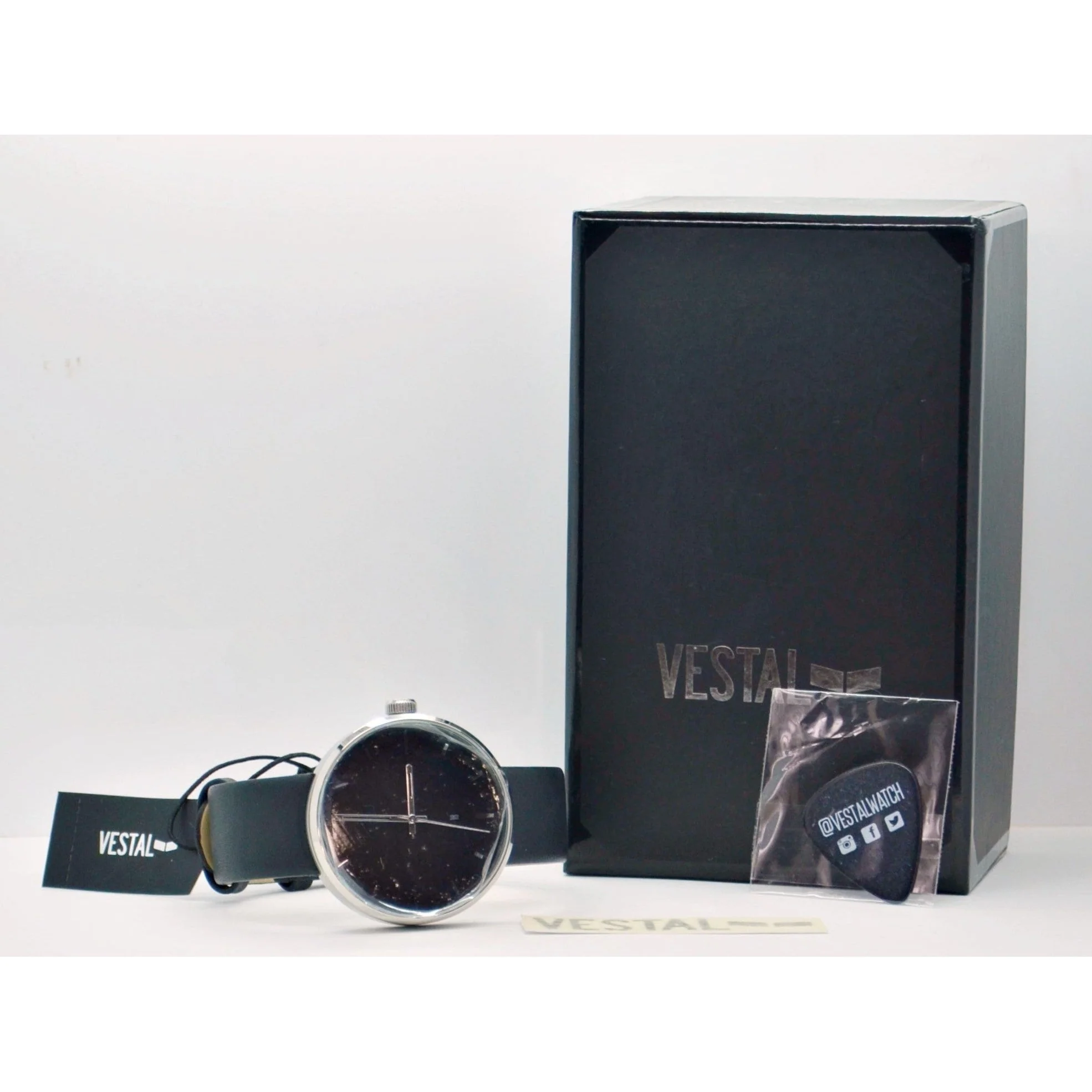 Vestal Unisex Black Leather Strap Watch 42mm - Image 2
