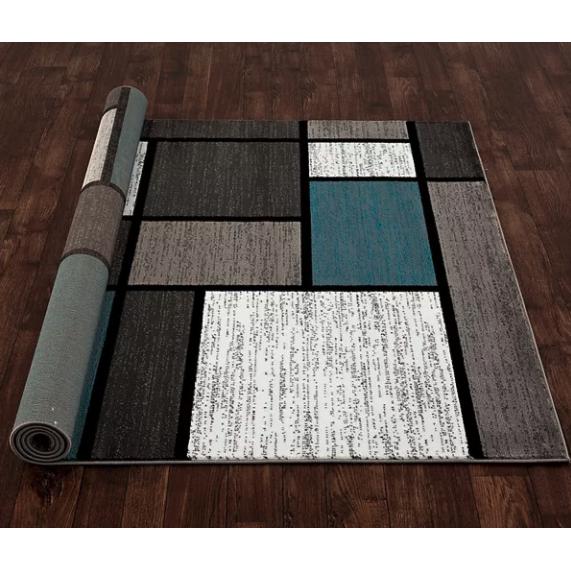 World Rug Gallery Alpine Collection Blue/Grey 3'3" x 5' Area Rug - Image 2